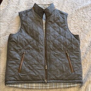 Tommy Bahama Gray Reversible Plaid Quilted Vest Men sz Lg